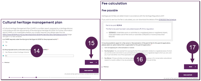 screen shot of steps 14 to 17