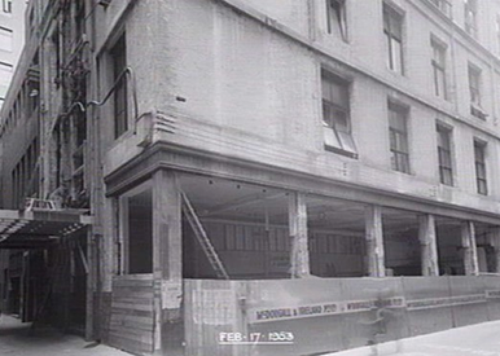 Exterior photo ground floor and basement to form shopfronts to Degraves Street and the undercroft and entry stairs to the arcade from Degraves Street. 