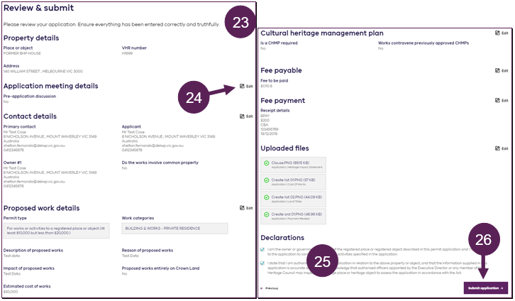 Screen shot of steps 23 to 26