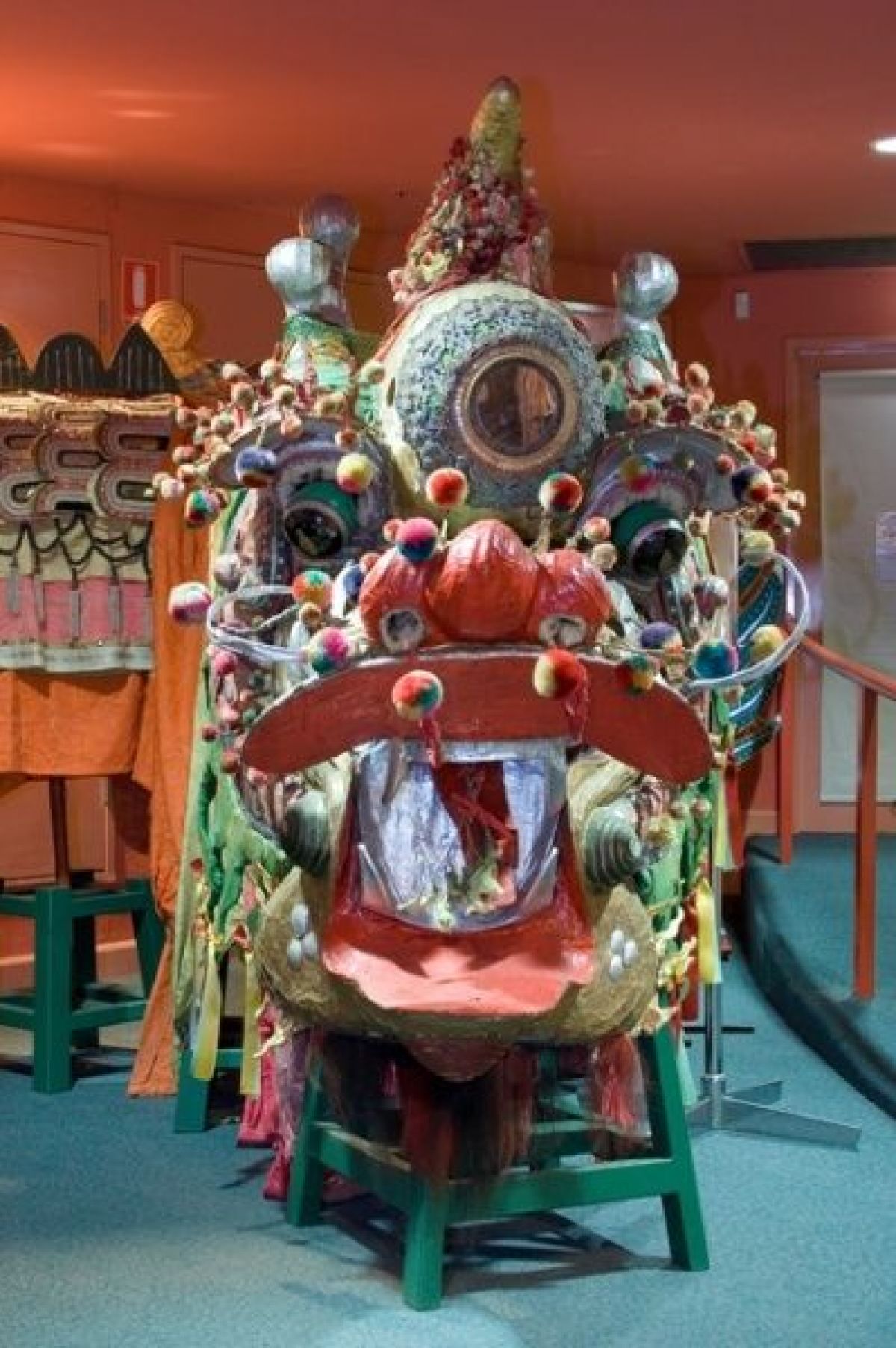 Loong, a ceremonial Chinese Dragon with its associated regalia of Pearl and Flame, held in the collection of the Golden Dragon Museum, Bendigo VHR H2120