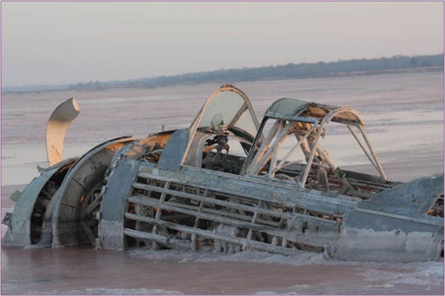 Wreck of Cac Wirraway (A20-714) Aircraft in Lake Corangamite, Victoria. Image shows a wreck of an aircraft in a lake.